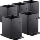 Metty Metal 4×4 Post Base 5 Pcs Post Base Brackets,Inner Size 3.6"x3.6" Heavy Duty Powder-Coated Post Anchor Matte Black Wood Post Brackets for Pavilion Deck Railing Support Deck Base Plate