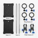 QWORK Lab Support Stand Set 2-Pack Steel Rod 24" with Iron Base & Clamps for Heating, Filtration, Distillation