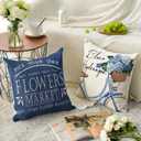 AVOIN colorlife Hello Love Blue Hydrangea Bicycle Throw Pillow Covers, 16 x 16 Inch Flowers Summer Spring Mother's Day Cushion Case for Sofa Couch Set of 4