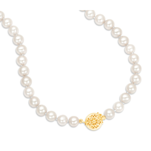 6-7 mm Freshwater Pearl Necklace with Gold Wind Rose, Box Clasp Necklace, Jewelry For Her