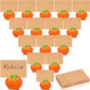 Yaomiao 16 Pcs Thanksgiving Table Decor Pumpkin Place Card Holders Mini Name Number Holders for Thanksgiving Table Setting Fall Autumn Party Photo Picture Wedding Deco (Orange, Green)