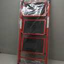 3 Step Ladder, Folding Step Stool with Anti-Slip and Wide Pedal, Lightweight Stepladder with Handrails, Portable for Kitchen, Household, Red