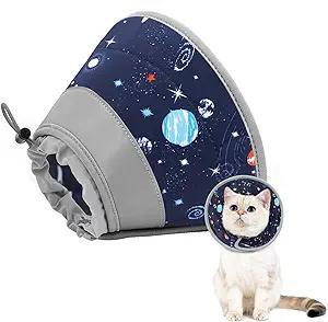 Cat Cone Collar Soft to Stop Licking, Adjustable, Foldable Lightweight Kitten Cones After Surgery Recovery for Cats & Kittens, Cat Cone Alternative (Star, S)