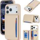 iCoverCase Compatible with iPhone 17 Pro Wallet Phone Case with Card Holder for Women Men, [RFID Blocking] Card Slots PU Leather Protective Wallet Case 6.3 Inch (Beige)