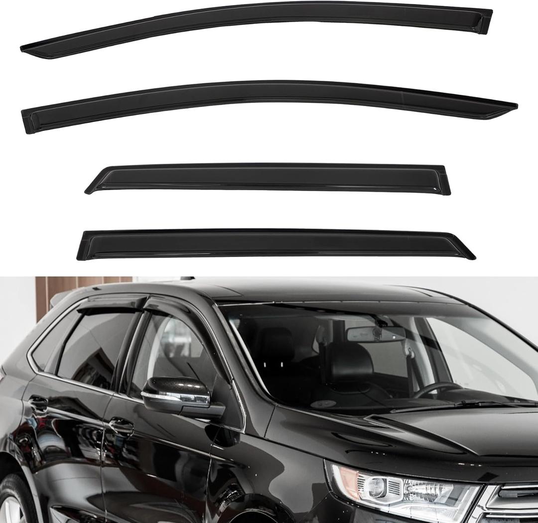 4pcs Window Visors Compatible with 2015-2024 Edge Front+Rear Smoke Tint Window Sun/Rain Guard Outside Mount Tape-On Vent