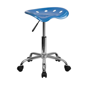 Flash Furniture Taylor Vibrant Bright Blue Tractor Seat and Chrome Stool