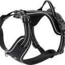 EXCELLENT ELITE SPANKER Nylon Reflective Dog Harness Adjustable No Pull Lightweight EVA Padded Vest Nameplate-Front Clip Service Dog Harness with Buckle for Medium Large Dogs (Black, S)