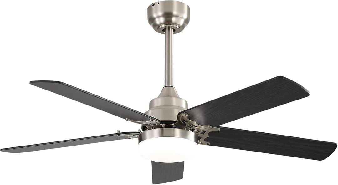Sofucor 42 Inch Ceiling Fan With Lights, Remote Control, LED Light, 5 Dual Finish Plywood Blades, Reversible DC Motor, Tri Mounting Modern Farmhouse Ceiling Fan For Home Office Patio etc (white)