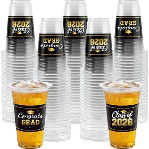 2 x HongyiTime 100 Pack 16 oz Graduation Cups, Class of 2026 Graduates Disposable Tableware Set- Graduation Party Supplies & Favors