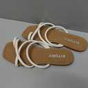 FITORY Women's Slide Sandals Flat Toe Ring Thongs with Cross Strap for Summer Size (8, White)