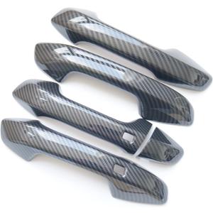 Carbon Fiber Chrome Exterior Door Handle Cover Trims for KIA Seltos Forte Cerato K3 2019 2020 2021 2022 2023 2024 (Carbon Fiber Style)