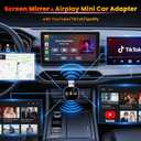 Wireless Carplay Black Bluetooth Adapter Updated Screen Mirroring Device to Android Auto Video Input TV Watch Movies Airplay Smart Box on Interior Electronics Auxiliar