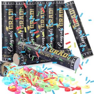 Honoson 10 Pack Graduation Confetti Streamer 2025 Upgrade Congrats Grad Hand Throw Streamer Confetti Popper Grad Party Favors for Graduation Party Decorations Class of 2025 Party Supplies