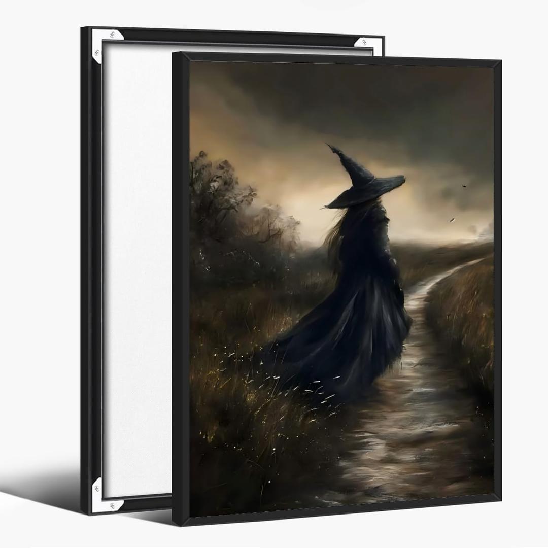 Vintage Halloween Wall Decor Horror Poster Mystic Gothic Wall Art Nature Witch Art Print Witchy Home Decor Aesthetic for Living Room Bedroom8x12inch black framed