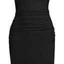 Missufeintl Women's Bodycon Ruched Short Sleeve T Shirt Midi Sundress Fitted Casual Dress, Black, M