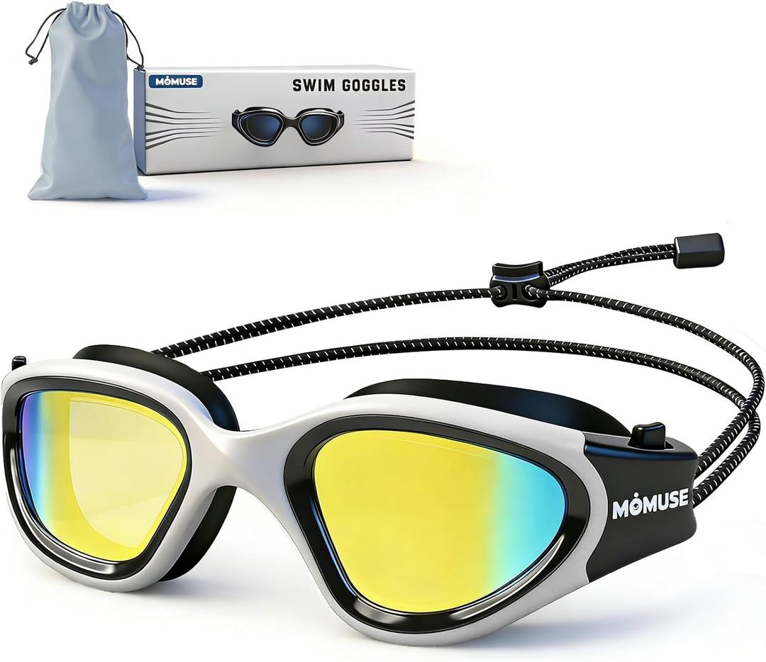 MOMUSE Adult Swim Goggles No Hair Pulling for Men Women, UV Protection