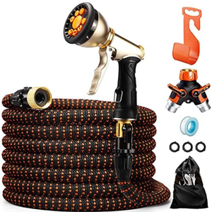ACSTEP 50 Foot Garden Hose，50FT Expandable Water Hose with 9 Function Metal Nozzle,Lightweight & No-Kink Flexible Garden Hose, High-Pressure Heavy Duty Leakproof Retractable Water Hose 50Feet Orange