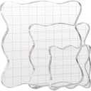 3 Pieces Grid Blocks Tools Stamp Blocks Acrylic Clear Stamping Blocks Tools with Grid and Grip, Decorative Stamp Blocks for DIY Crafts Ornaments Scrapbooking