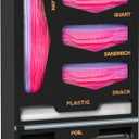 DALSHABET Bamboo Bag Organizer with Magnetic Closure, 6 In 1 Kitchen Drawer Foil and Plastic Wrap Dispenser with Cutter, Storage bag for Gallon, Quart, Sandwich, Snack Black