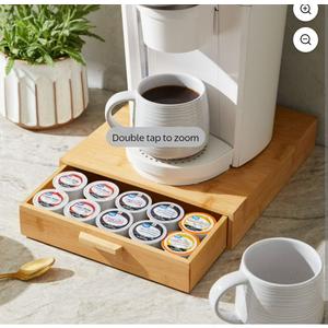 Better Homes & Gardens 25 Capacity 3" H Bamboo K-Cup and Beverage Organizer, Natural, Made for Kitchen Organization and Accessibility