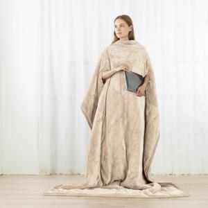 Two-Sided Quilt Hand Through Oversize Blanket Flannel Fleece Wearable Cozy Blanket for Women Japan Design
