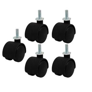 uxcell 1.2-inch Nylon Wheel M6 Threaded Stem Mount Rotary Non-Brake Swivel Caster 5pcs
