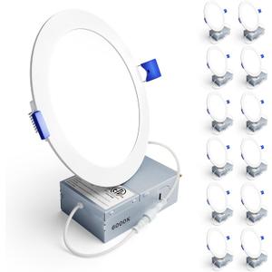 Ensenior 12 Pack 6 Inch LED Recessed Ceiling Light, Dimmable, 6000K Clear White, 1050LM 12W 120V, High Brightness Canless Wafer Downlight - ETL&FCC&IC