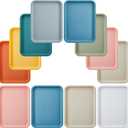 Mumufy Plastic Fast Food Trays Bulk Colorful Restaurant Serving Trays Cafeteria Rectangular Plastic Serving Platter Grill for Kitchen Restaurant Coffee(Elegant Color,12 Pcs)