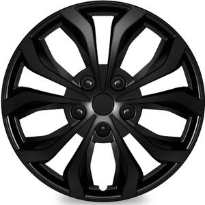 TangMiGe 4-Pack Universal Hubcaps Wheel Covers Replacement R17, Steel Wheel Rim Cover for Most Cars Trucks Sedans SUV, 17" 17 in Hub Caps (Bright Black Color, 17 inch)