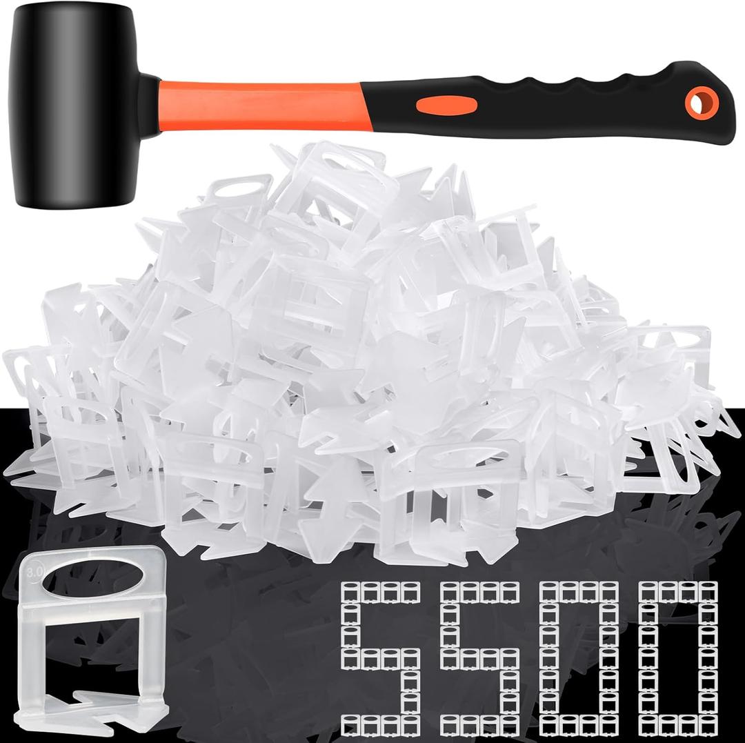 DGSL Tile Leveling System, 5500-Piece Tile Spacers Clips 1/8 Inch Tile Tools, Tile Installation Tools for Professional Ceramic Tile and Stone Installation