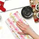 Coquette Pink Bow Floral Kitchen Towels, Rustic Flower Botanical Dish Tea Towels for Kitchen Decor, Girly Pink Striped Floral Hand Towel for Bathroom Decor, 16x24 Inch (Color-01)