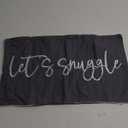 Sunkifover Let's Snuggle Decorative Lumbar Pillow Cover - 14x24 Inch Dark Grey Cotton Embroidery Throw Pillowcase for Bed, Bedroom, Living Room, Home Decor