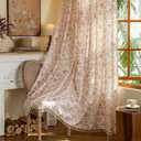 OYX Pink Boho Farmhouse Floral Curtains 84 Inch Long 2 Panels For Living Room, Flower Girl Bedroom Light Filtering Drapes, Vintage Country French Patterned Rod Pocket Aesthetic Decor Window Treatments