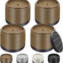 Furniture Risers Bed Risers Heavy Duty 1 inch, 2 inch, 3 inch, 4 inch Round Adjustable Bed Lifts Riser for Desk Legs Table Couch Sofa Chair Refrigerator Washing Machine (1+1 Inch, Brown, 4 Pack )