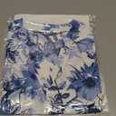 CRAZY GRID Women's Shirts Summer Casual Crewneck Ruffle Short Sleeve Blouses Cute Floral Print Tunic Tops (Blue, S)