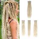 24in Single Ended 3 in 1 Dreadlock Extensions, 30pcs Blonde Mixed Dreads Extensions Set SE Dreads with Curly Dreadlocks for White Women