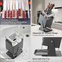 Universal Knife Block Holder - Stainless Steel Knife Holder without Knives for Kitchen Countertop Kitchen, Knife Organizer Holds 8 Knives and 1 Sharpening Steel for Large, Heavy Kitchen Knives (Grey) (Gray)