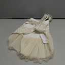 Dog Plaid Dress Lace Tulle Tutu Princess Skirt with Pearls Accessory for Small Girl Dogs Christmas Holiday Wedding Birthday Party (White, L)