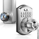 TEEHO Keyless Entry Keypad Door Lock with Handle, Electronic Digital Smart Locks for Front Door, Easy to Install Keypad Deadbolt with Code for Bedroom, Anti-Peeping Password - Nickel