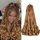 French Curl Braiding Hair 16 Inch Loose Wavy 8 Packs Bouncy Braiding Hair Extensions 75g/Pack Synthetic French Curly Crochet Hair for Black Women (16 Inch, 8 Packs, #30)