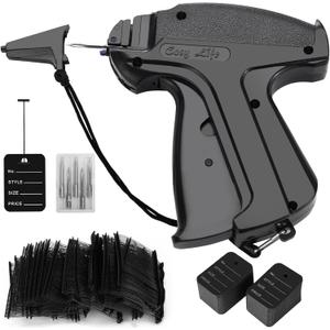 Tagging Gun for Clothing, (Not Stitch Gun) 2206 Pcs Price Tag Attacher Gun Kit with 6 Steel Needles 2000 pcs 2" Black Barbs Fasteners & 200 Tags, Clothing Tagging Gun Retail for Warehouse Consignment (2000 Black Fasteners + 200 Black Tags)