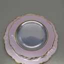WDF 60Pcs Pink Plates Disposable with Gold Rim - Baroque Clear Pink and Gold Plastic Party Plates Ideal for Wedding/Baby Shower/Spring/Mother's Day