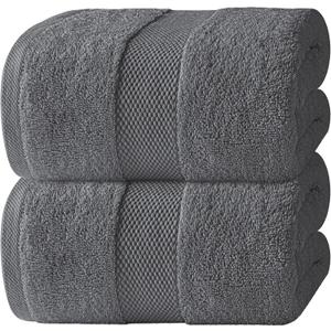 White Classic Luxury Soft Bath Sheet Towels - 650 GSM Cotton Luxury Bath Towels Extra Large 35x70 | Highly Absorbent and Quick Dry | Hotel Quality Extra Large Bath Towels Oversized, Dark Grey, 2 Pack
