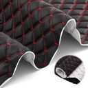 SmoothNovelty 1.1 Yards Diamond Quilted Vinyl Headliner Material 55 in Wide Faux Leather with Foam Backed 2" x 3" Diamonds Pattern Fabric for Car Furniture Upholstery(Black, Red Thread)