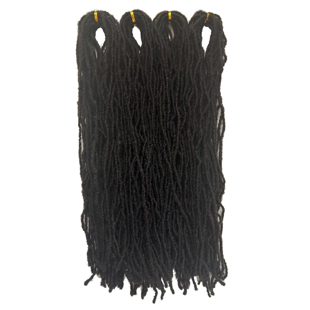 Fuax Locs Crochet Hair Super Lightweight Micro Locs 4 Pack Sister Locks Crochet Hair Synthetic braids Hair Extensions (#4, 18 inches)
