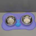 Hubulk Pet Dog Bowls 2 Stainless Steel Dog Bowl with No Spill Non-Skid Silicone Mat + Pet Food Scoop Water and Food Feeder Bowls for Feeding Small Medium Large Dogs Cats Puppies (Medium, Blue)