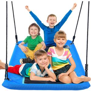 Trekassy 700lbs Large 60" Platform Tree Swing for Kids and Adults, Heavy Duty Waterproof & Anti-Fade Textilene Outdoor Swing Seat for Backyard with Adjustable Ropes + 2 Hanging Straps (Patented)