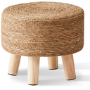 Wimarsbon Round Foot Stool Natural Seagrass Poufs Ottoman Hand Weave Footrest Stool for Couch Desk Extra Seat Step Stool with Solid Wood Legs for Hallway Patio Lounge Natural 13D*13W*10.6H
