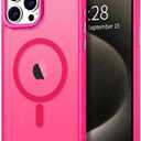 Hython Case for iPhone 15 Pro Max Case Magnetic Translucent Matte Phone Cases 6.7" [Compatible with MagSafe] Thin Slim Fit Shockproof Bumper Hard Protective Cover for Women Men Girls, Frosted Hot Pink
