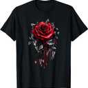 Red Melting Rose Flower Botanist Garden Flower Red Rose T-Shirt, XL, Black